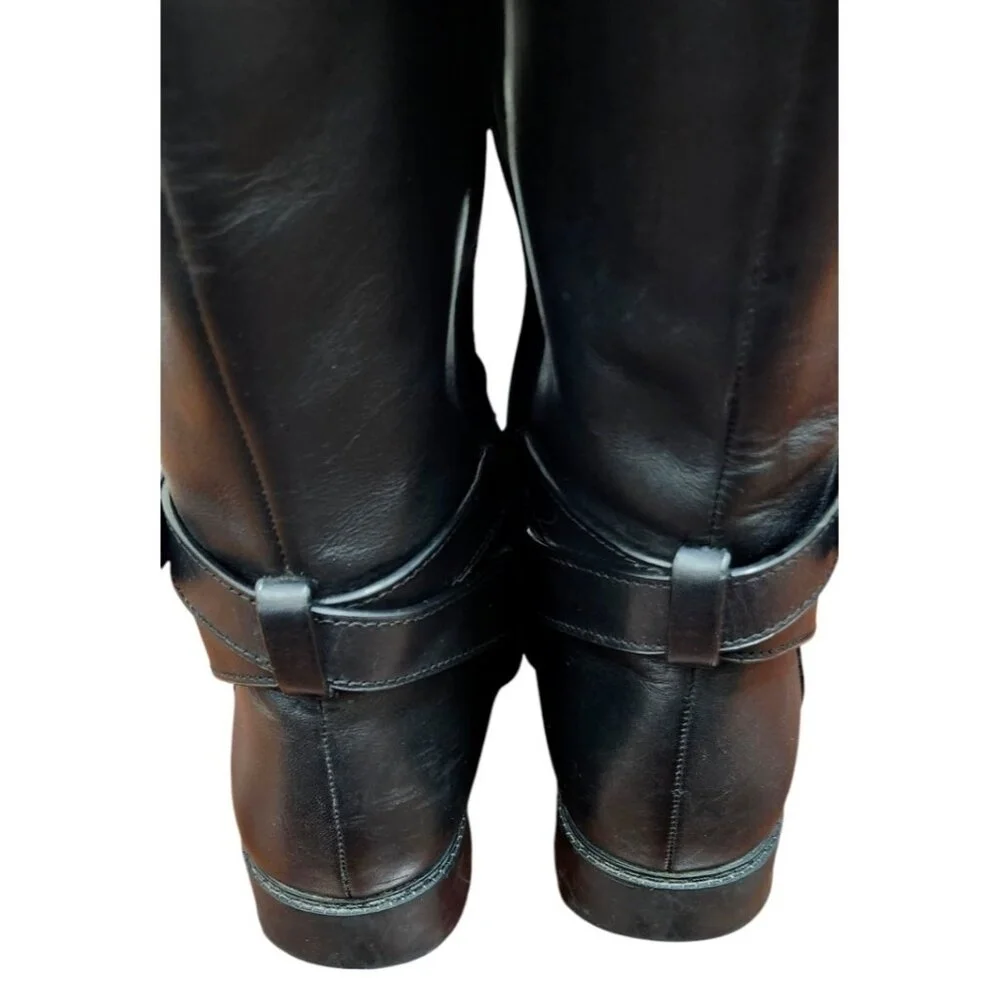 Women's COACH Black Walnut LEATHER Horse Carriage Equestrian Riding Knee Boots